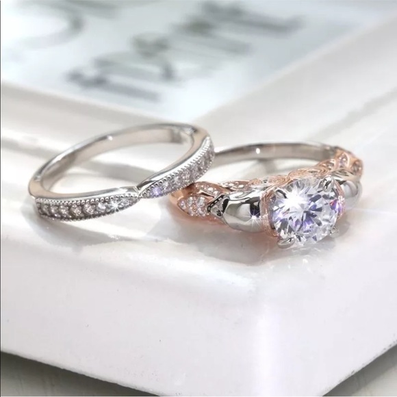 14k white gold skull wedding engagement ring band - Picture 4 of 8